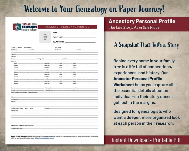 Ancestor Profile Worksheet